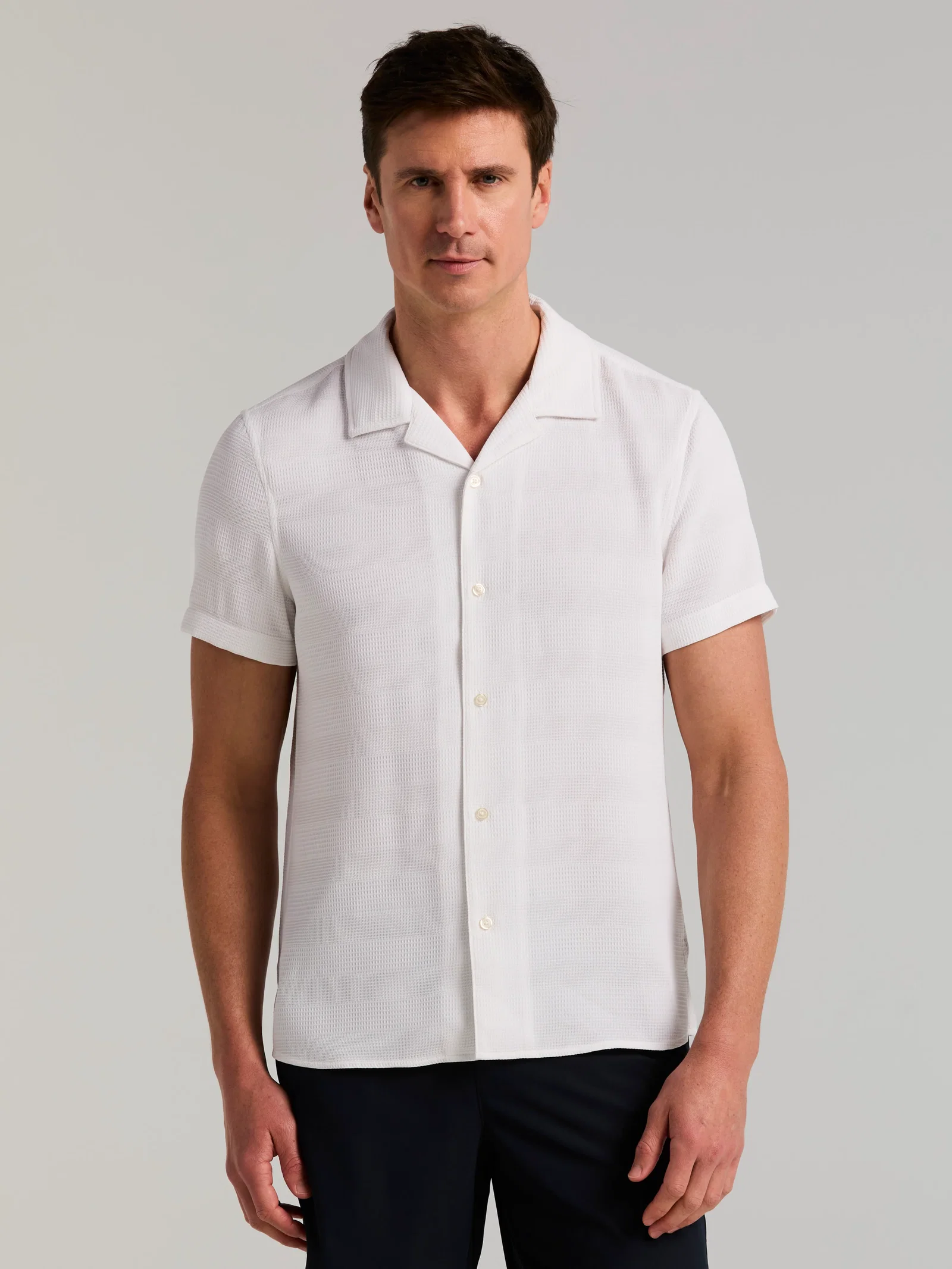 Dobby Stripe Camp Collar Shirt