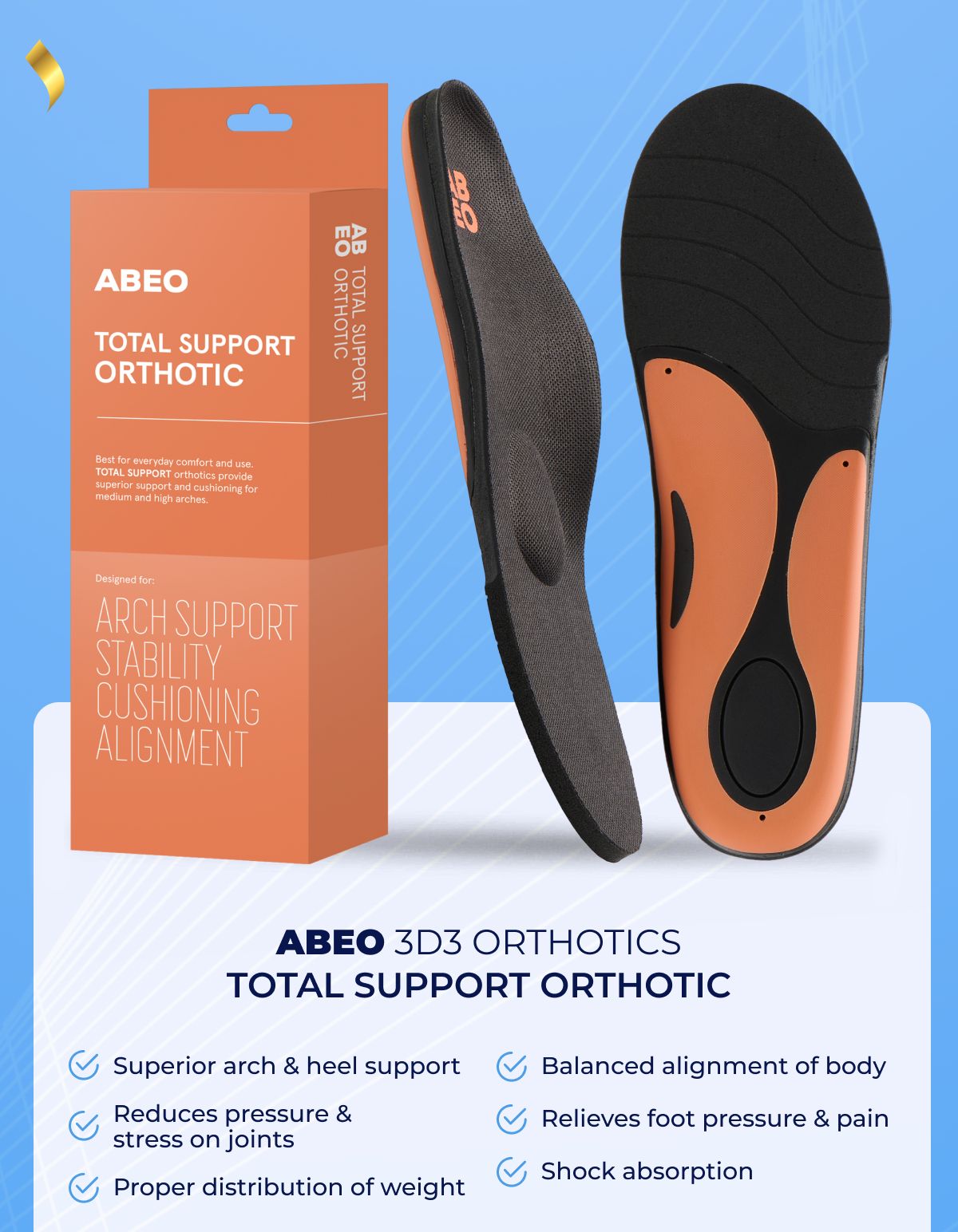 ABEO 3D3 Orthotics Total Support Orthotic
