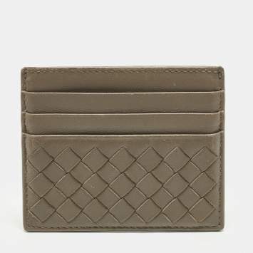 Grey Intrecciato Leather Card 