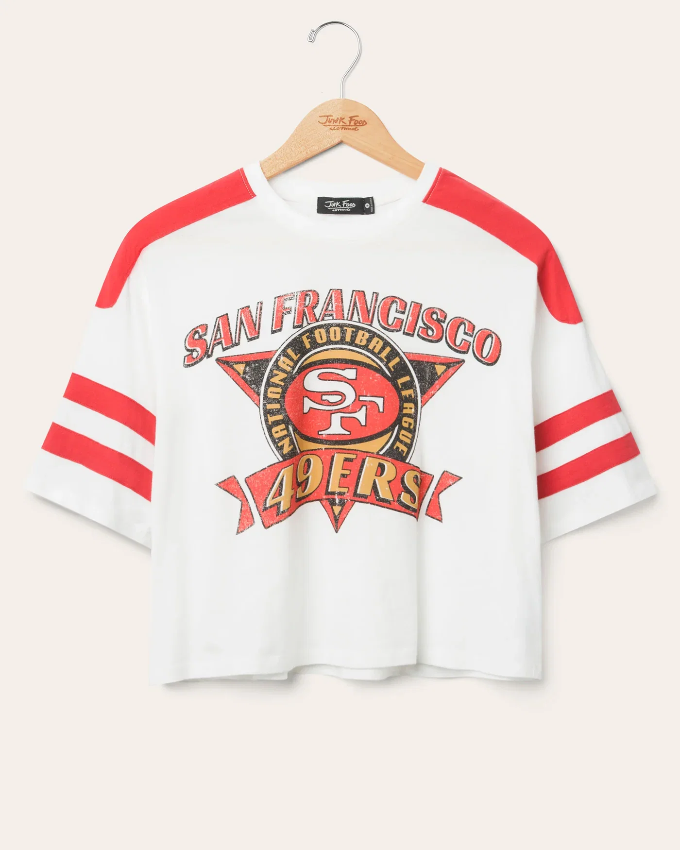 Image of Women's San Francisco 49ers Striped Crop Tee