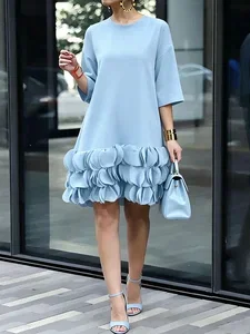 Image of Urban Plain Crew Neck Knee Length Dress
