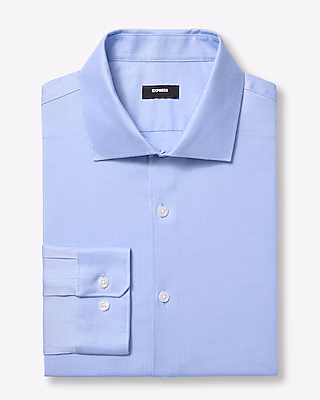Slim Textured Print Spread Collar Cotton Stretch 1MX Dress Shirt