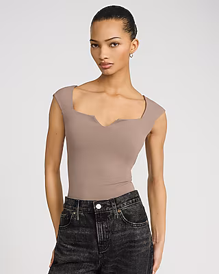 Body Contour High Compression Notch Cap Sleeve Bodysuit