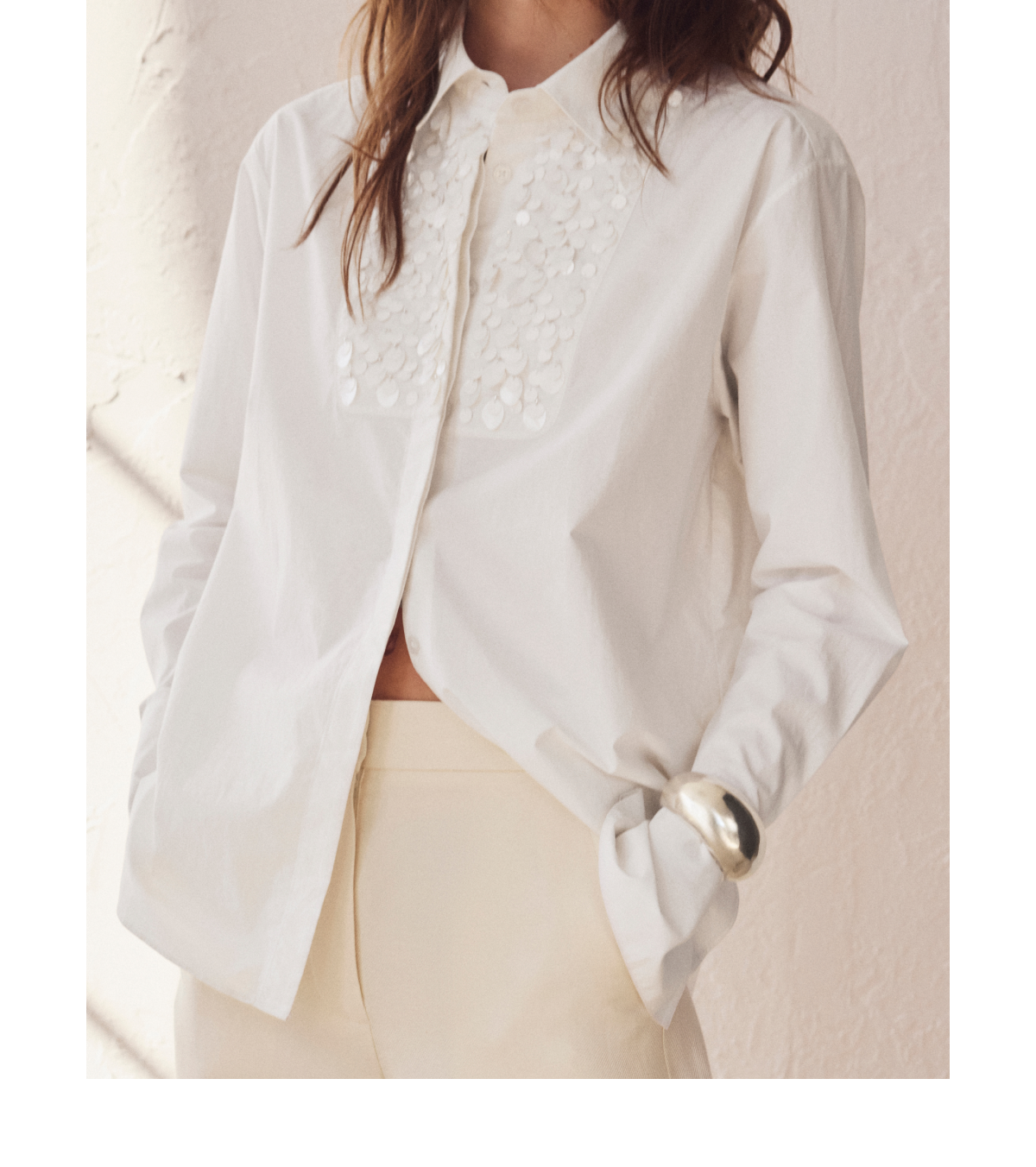 Unsubscribed Classic Boyfriend Shirt with Embellished Bib
