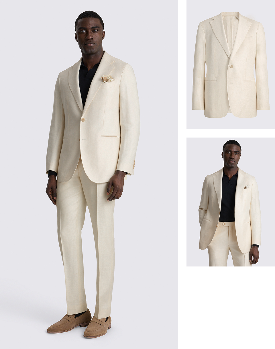 Italian Tailored Fit Off-White Twill Suit