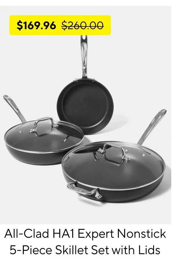 All-Clad HA1 Expert Nonstick 5-Piece Skillet Set with Lids, 8