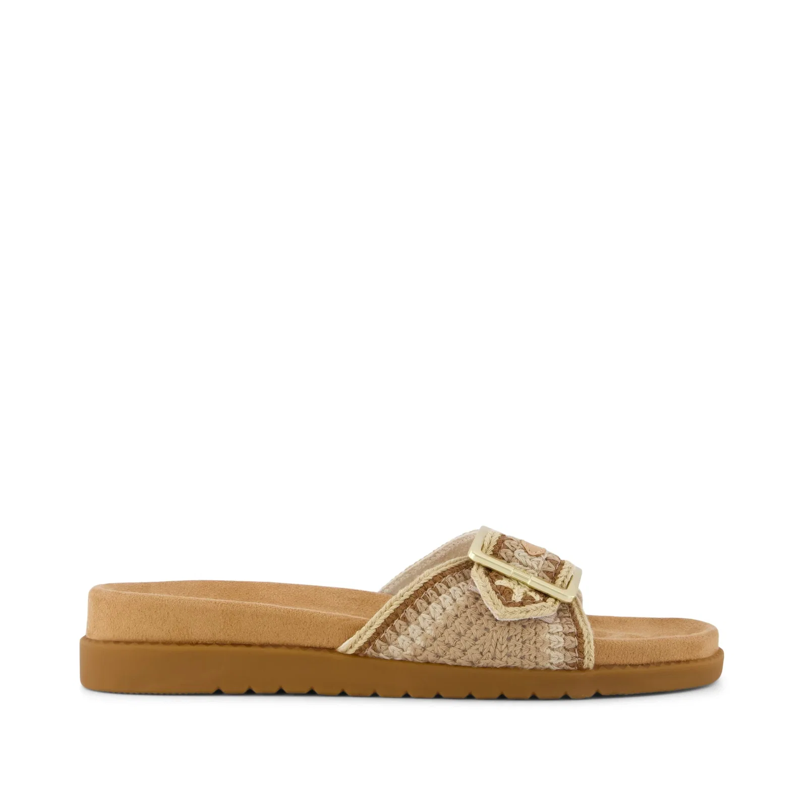 Image of Womens Marin Slide Sandal Almond Crochet