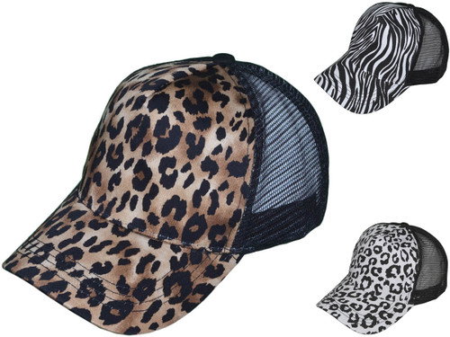 Animal Print Trucker Hats - BK Caps Fashion Leopard Zebra Mesh Back - 4077