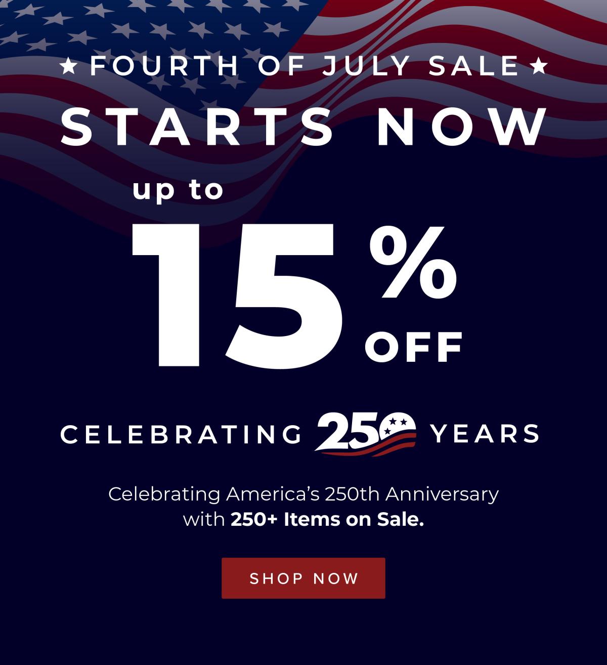 Early Access to Fourth of July Sale Starts Now - Up to 15% Off