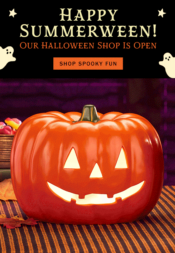 Happy Summerween! Our Halloween Shop Is Open. Shop Spooky Fun. Lighted Halloween Jack-o'-Lantern Ceramic Decoration