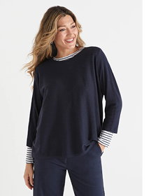 Crew Neck Jumper in Navy