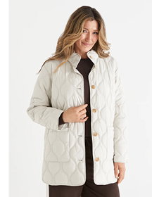 Longline Button Up Puffer Jacket