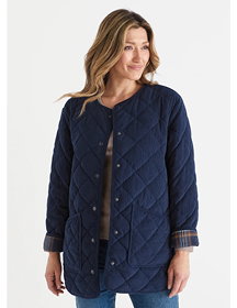Corduroy Longline Puffer Jacket