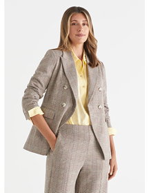 Double Breasted Ponte Check Blazer