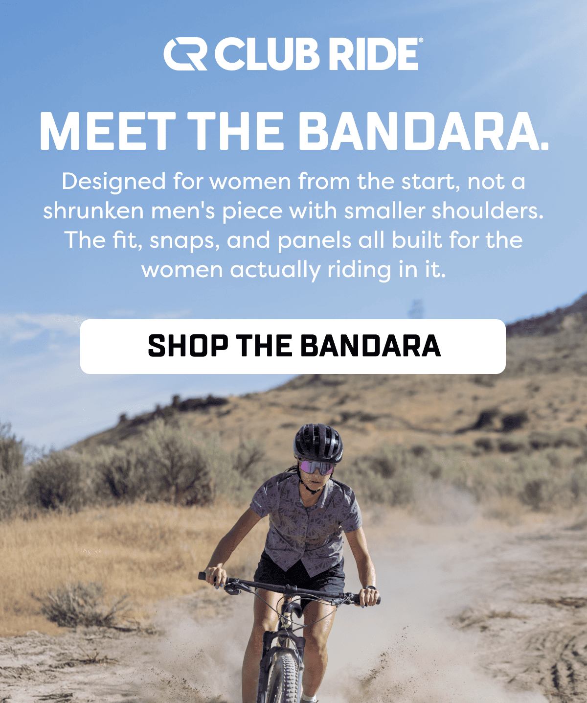 Designed for women from the start, not a shrunken men's piece with smaller shoulders. The fit, snaps, and panels all built for the women actually riding in it.