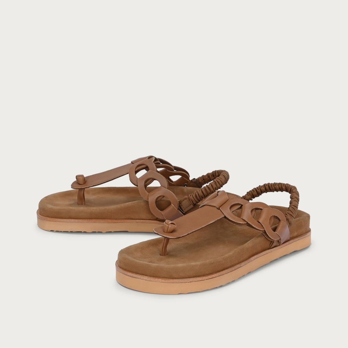 ODINE Camel Extra Leichte Sandale aus Leder mit Wechselfußbett und flexibler Sohle
