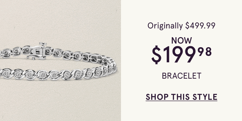 Diamond tennis bracelet. Bracelet. Originally $499.99, now $199.98. Click here to shop this style