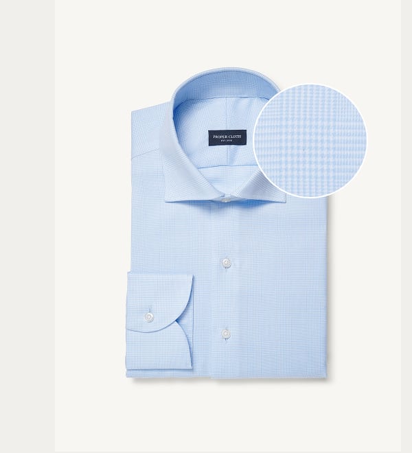 Mayfair Wrinkle-Resistant Light Blue Glen Plaid Dress Shirt