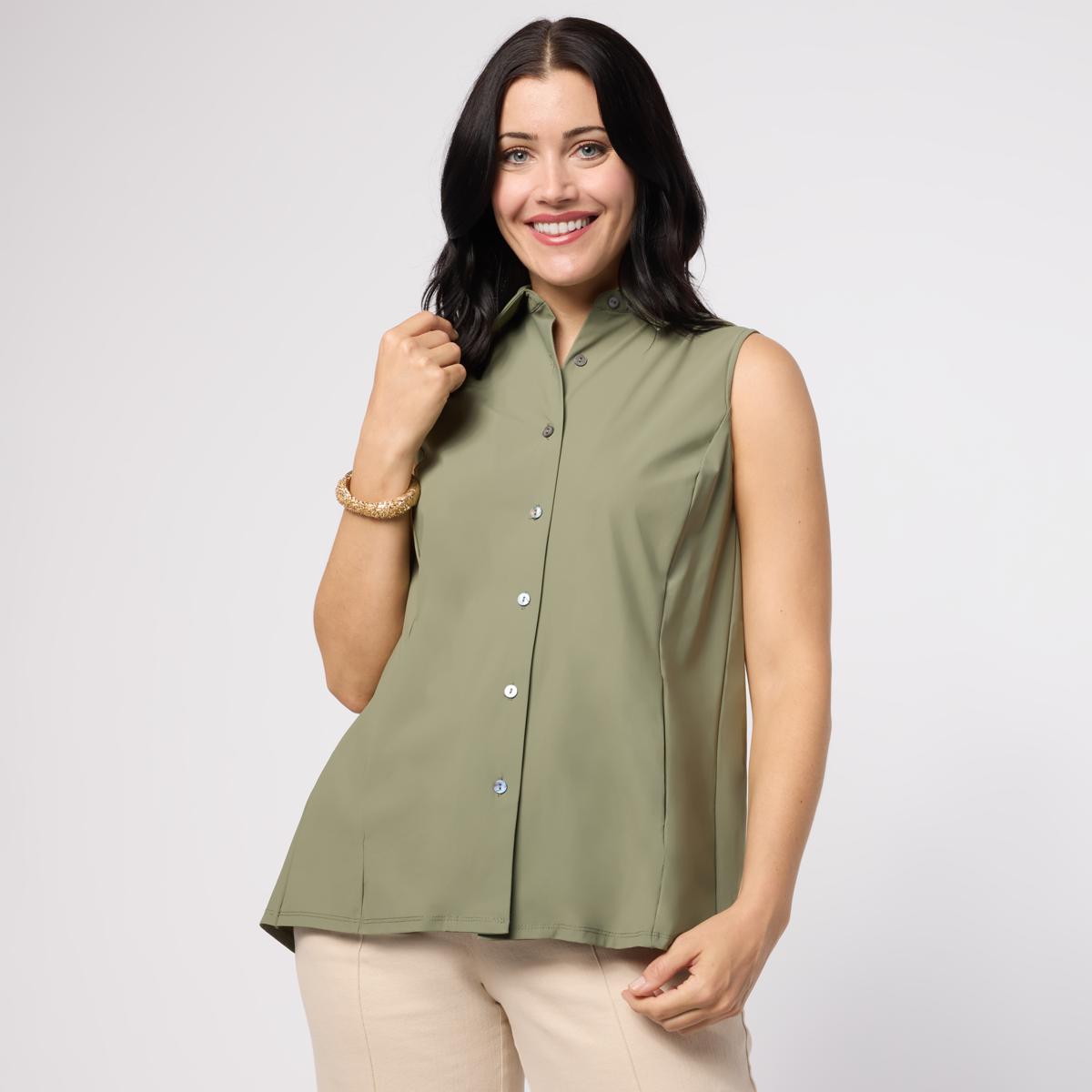 WynneCollection Stretch Tech Pleated Top