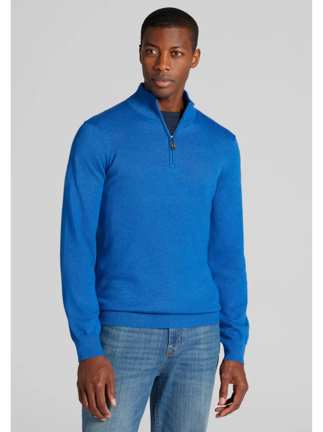Jos A. Bank Tailored Fit Pima Cotton 1/4-Zip Sweater