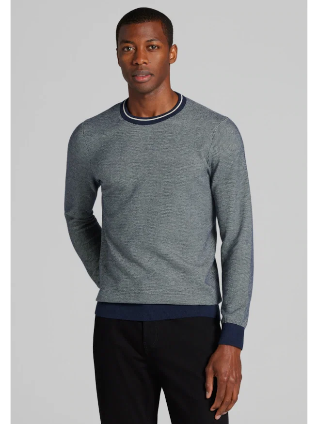 Jos. A. Bank Tailored Fit Honeycomb Crew Neck Sweater