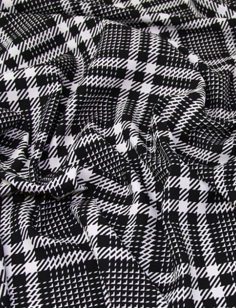 Lady McElroy Soft Polyester Crepe Fabric Black & White