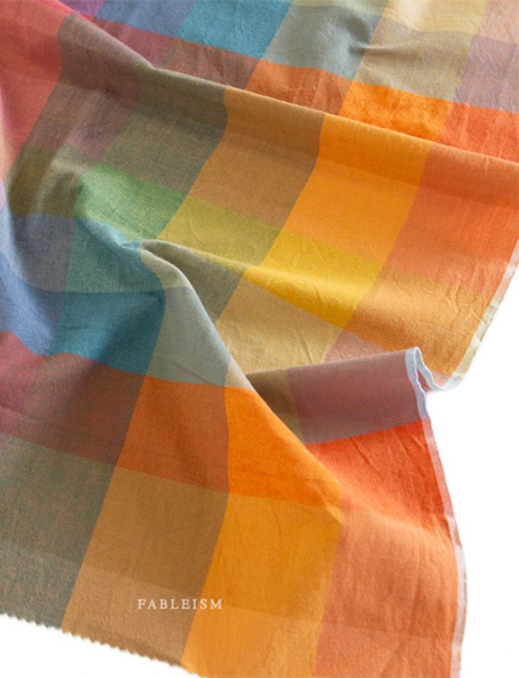 Fableism Lumiere Yarn Dyed Woven Cotton Fabric Bold Happy Checkers