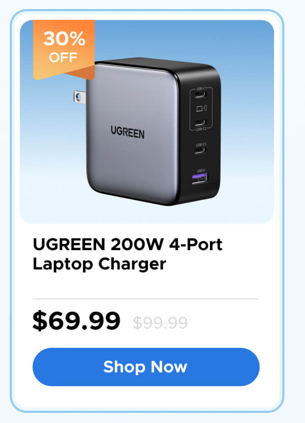 UGREEN 200W 4-Port Laptop Charger