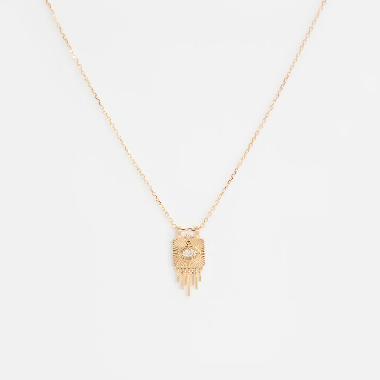 Image of Sunbeams Gold Plate with Glitter Enamel & Dangling Eye Diamond Necklace