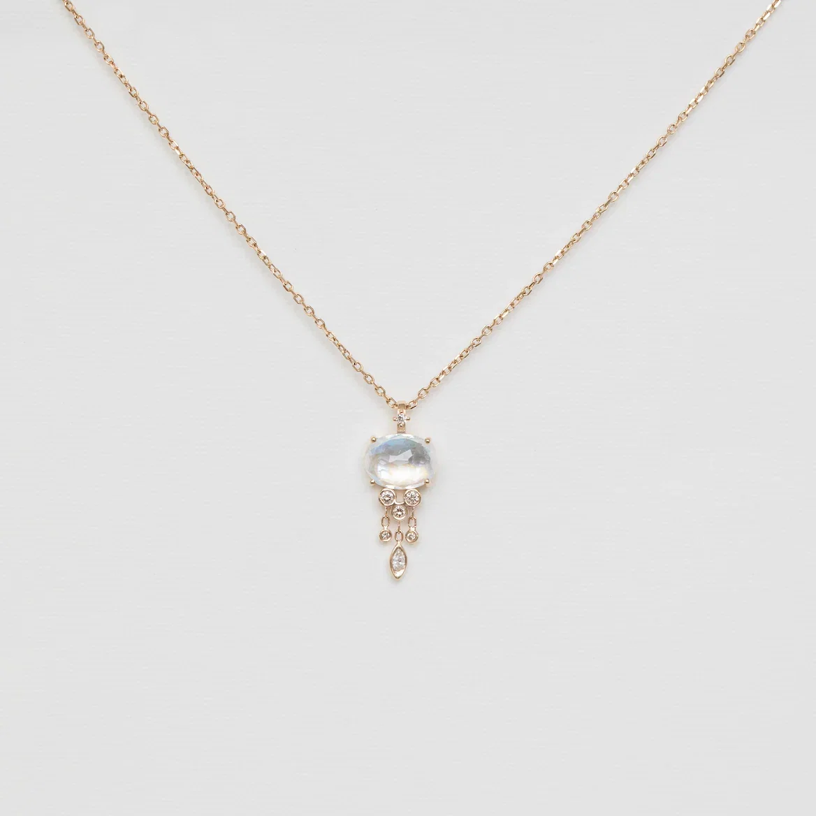 Image of Jellyfish Moonstone & Dangling Diamonds Necklace