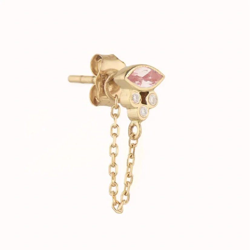 Image of Light Pink Tourmaline Marquise Chain earrings (pair)