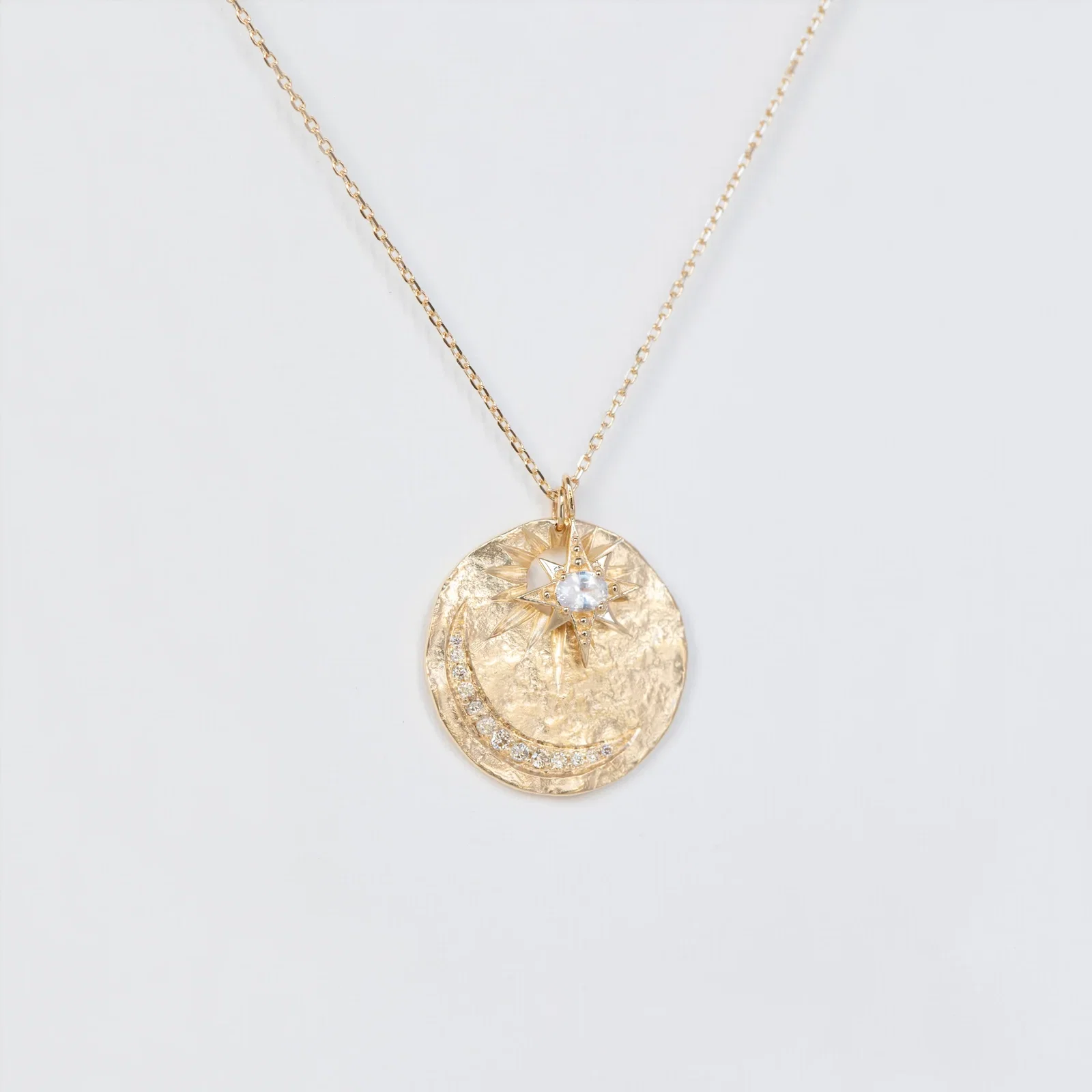 Image of SUN & MOON Medal with SAPPHIRE STAR NECKLACE