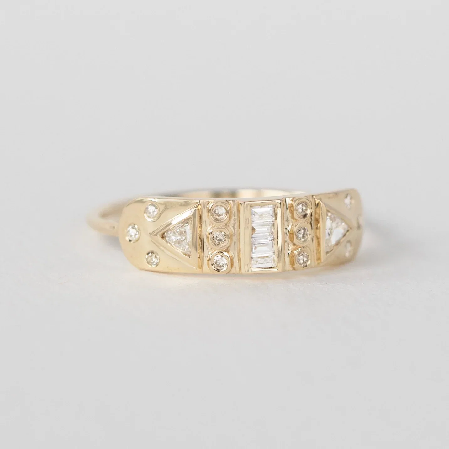 Image of Baguette & Triangle Diamonds Totem Ring