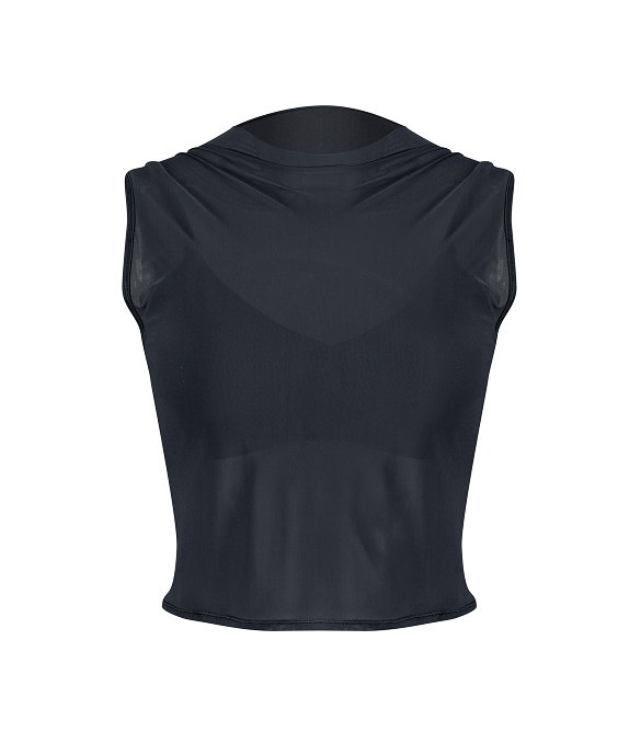 Nulu and Mesh-Overlay Cropped Studio Tank Top