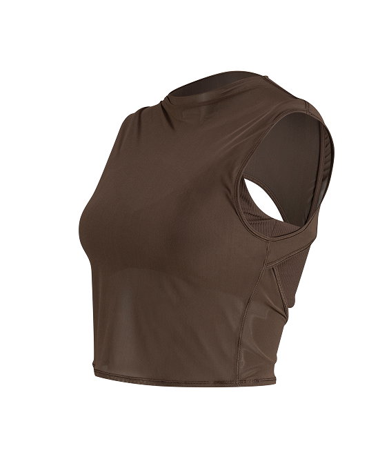 Nulu and Mesh-Overlay Cropped Studio Tank Top side view