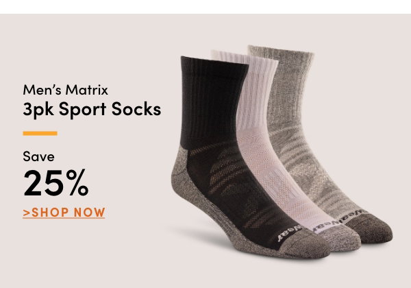 Men's Matrix 3pk Sport Socks Save 25%