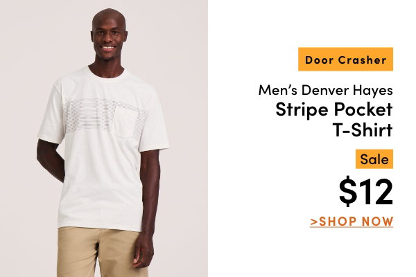 Door Crasher Men's Denver Hayes Stripe Pocket T-Shirt Sale $12
