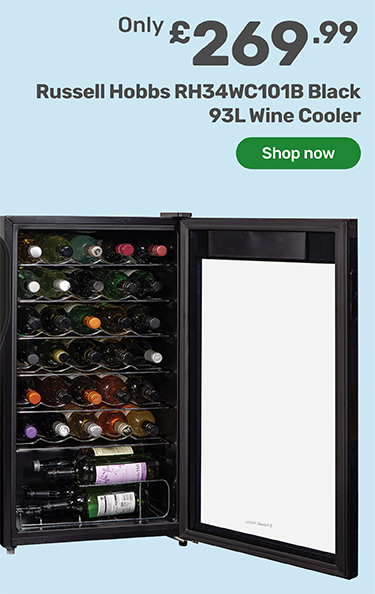 Russell Hobbs RH34WC101B Black 93L Wine Cooler. Only £269.99 - shop now