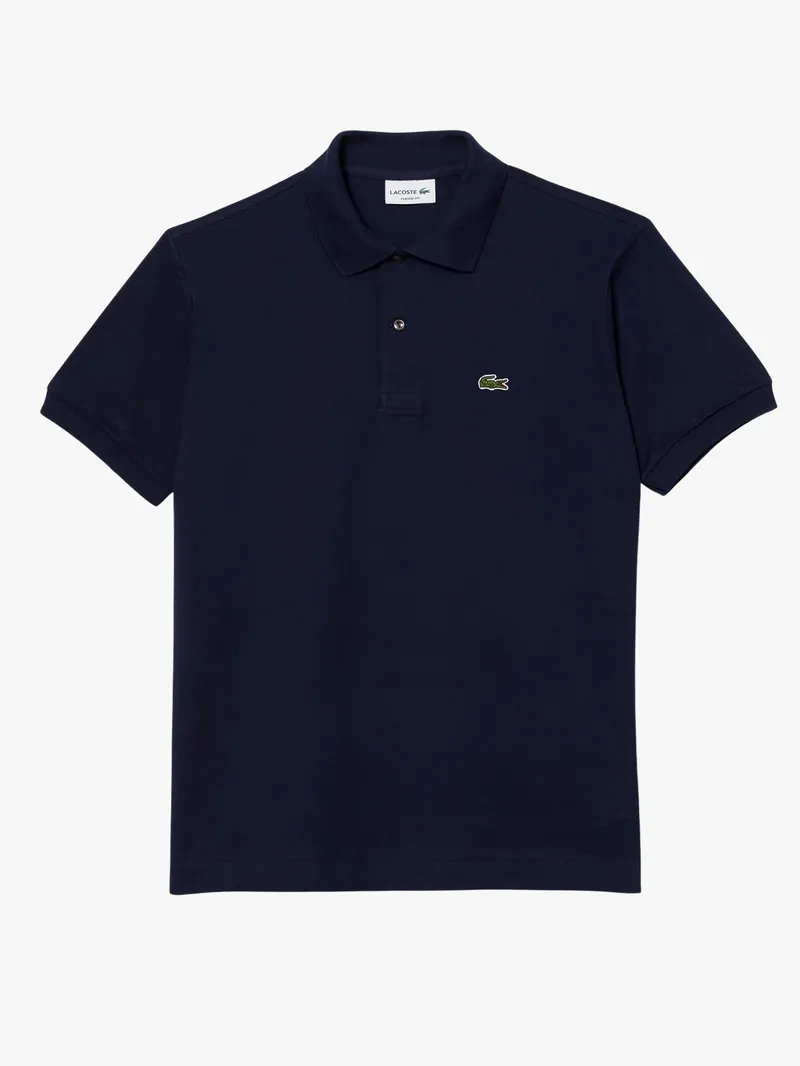 Pique polo shirt on a flat background.