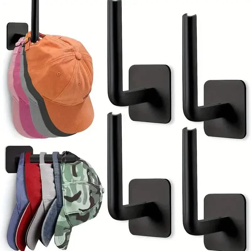 Image of 4-Pack: Wall Hat Rack, L-Shaped Storage Rack with Strong Adhesive