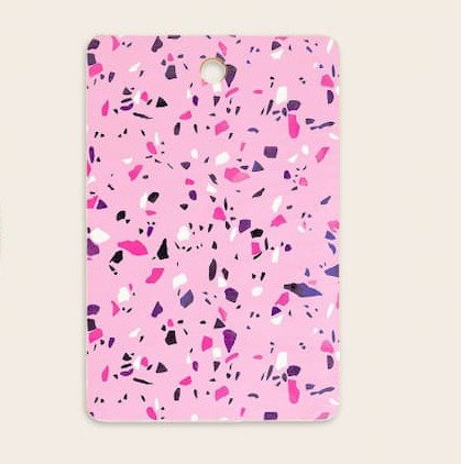 Society6 Bamboo Cutting Board | Emanuela Carratoni Celestial Geometric Art | Decorative Charcuterie Serving Board, Pink Terrazzo, 16"L x 10.5"W