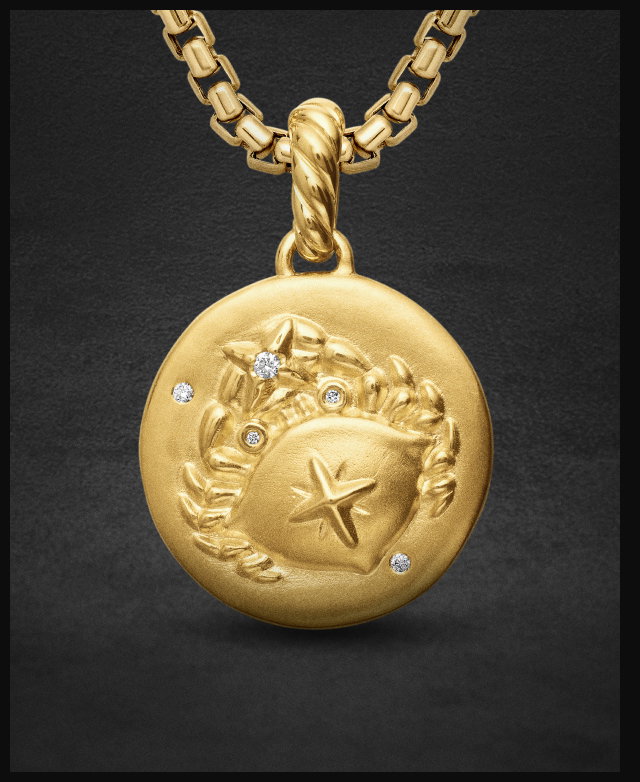 Cancer Amulet18K Yellow Gold with Diamonds, 19mm