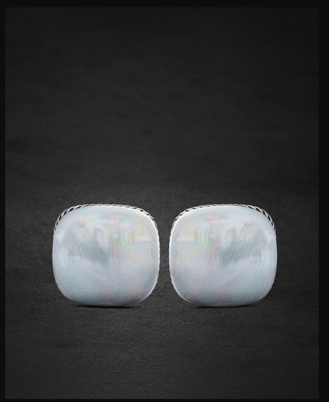 Streamline® Cushion CufflinksSterling Silver with Mother of Pearl, 17mm