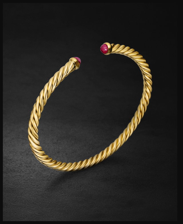 Cablespira® Flex Bracelet18K Yellow Gold with Rubies, 4mm