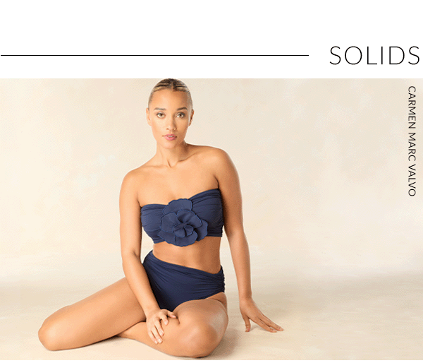 Shop Carmen Marc Valvo Flower Applique Bandeau Crop Top in Solids