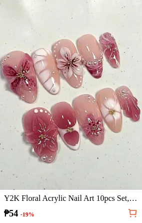 Y2K Floral Acrylic Nail Art 10pcs...
