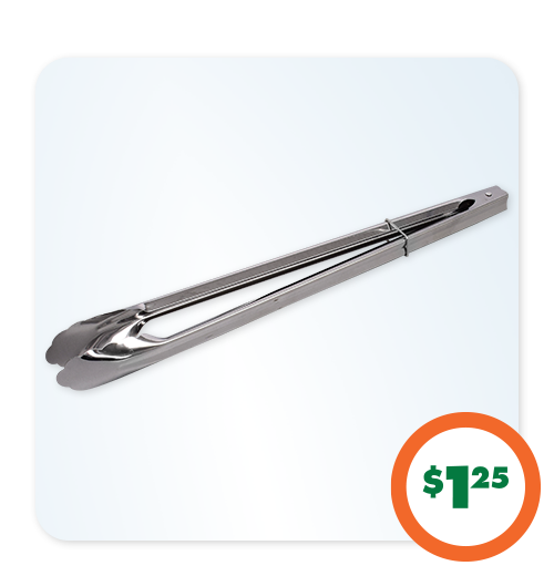 $1.25 Stainless Steel Tongs
