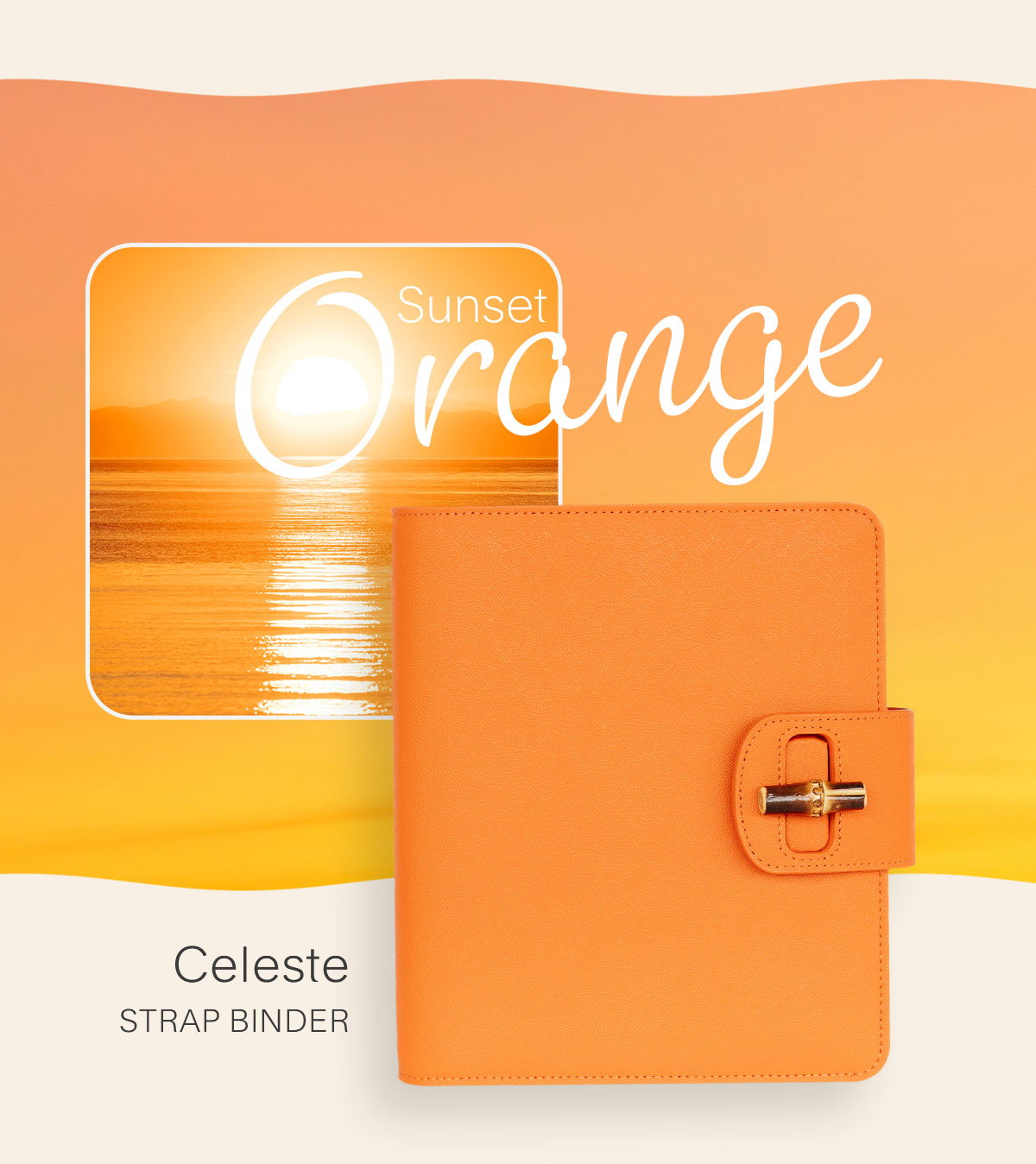 Sunset Orange - Celeste Strap Binder.
