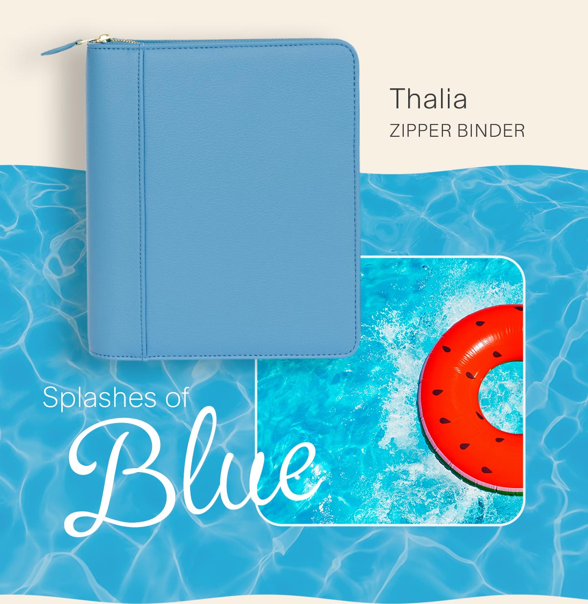 Splashes of Blue - Thalia Zipper Binder.