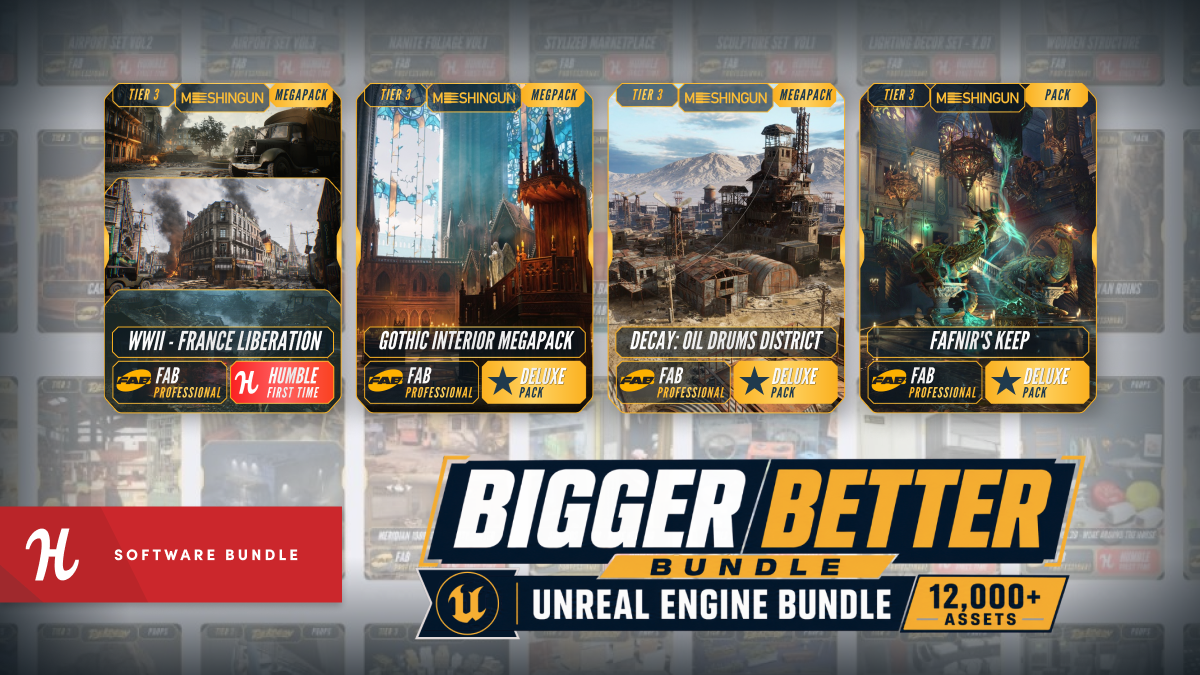 Save countless hours of production with a library built for developers, artists, and studios that want AAA-quality content without the AAA production time when you buy the Bigger Better Bundle by Meshingun!